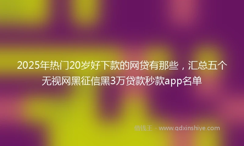 2025年热门20岁好下款的网贷有那些，汇总五个无视网黑征信黑3万贷款秒款app名单
