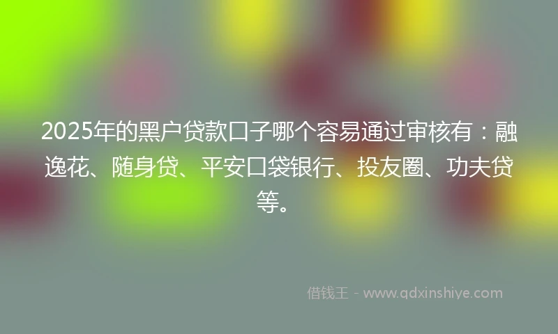 2025年的黑户贷款口子哪个容易通过审核有：融逸花、随身贷、平安口袋银行、投友圈、功夫贷等。
