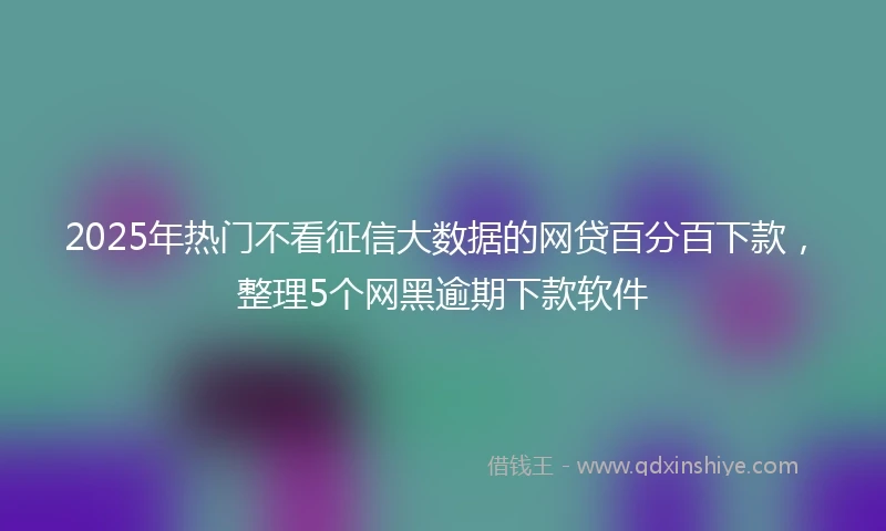 2025年热门不看征信大数据的网贷百分百下款，整理5个网黑逾期下款软件