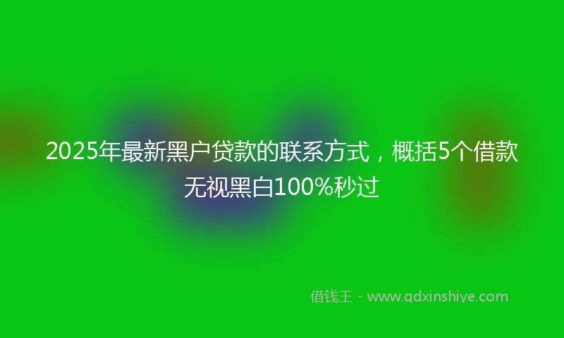 2025年最新黑户贷款的联系方式，概括5个借款无视黑白100%秒过
