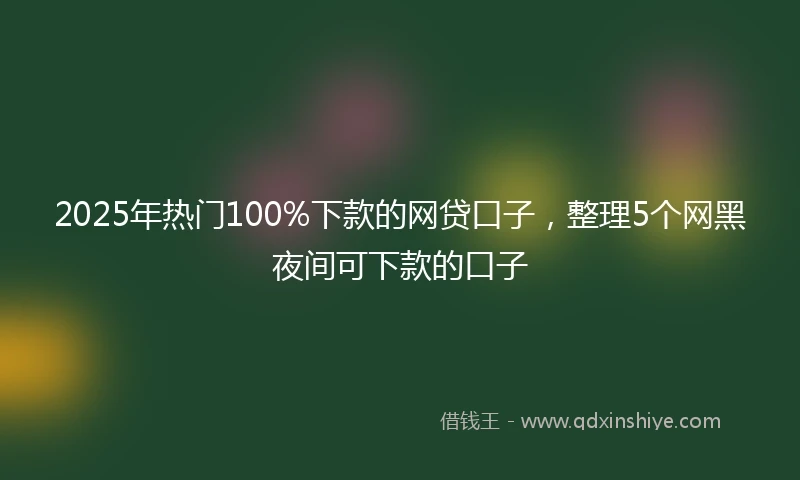 2025年热门100%下款的网贷口子，整理5个网黑夜间可下款的口子