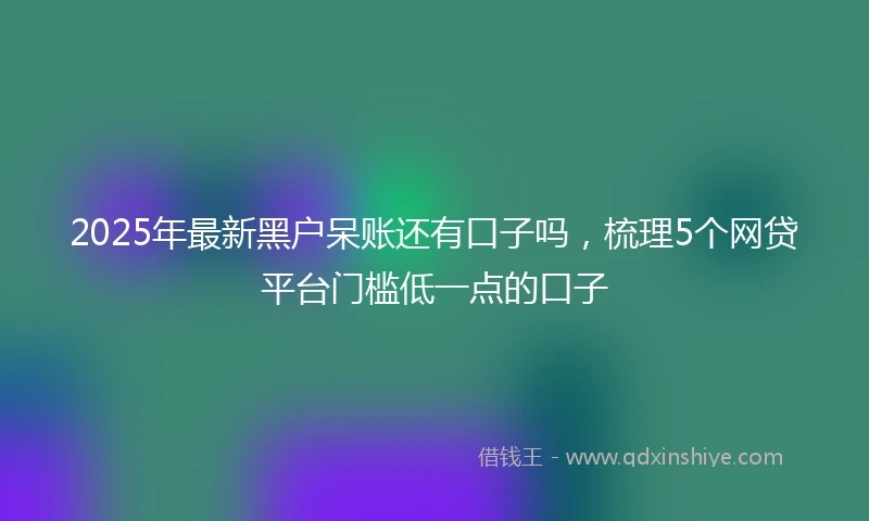 2025年最新黑户呆账还有口子吗，梳理5个网贷平台门槛低一点的口子