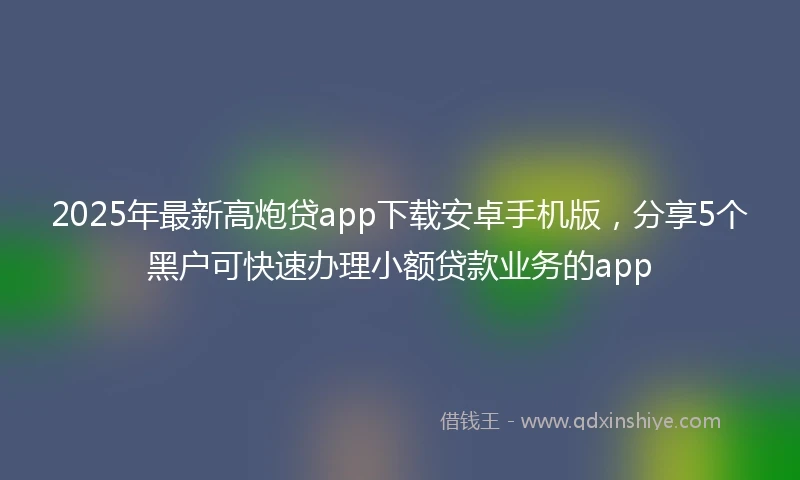 2025年最新高炮贷app下载安卓手机版，分享5个黑户可快速办理小额贷款业务的app