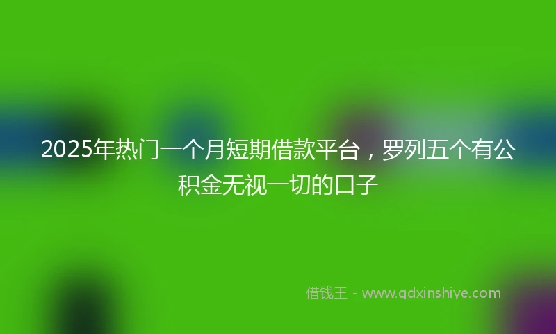 2025年热门一个月短期借款平台，罗列五个有公积金无视一切的口子
