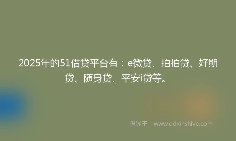 2025年的51借贷平台有：e微贷、拍拍贷、好期贷、随身贷、平安i贷等。