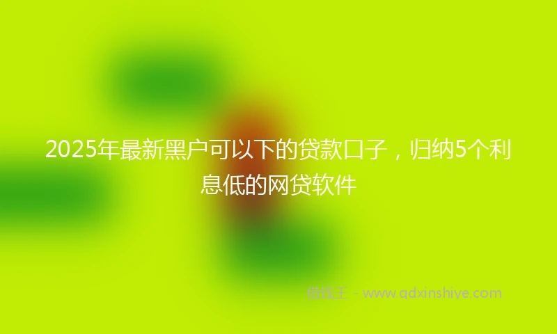 2025年最新黑户可以下的贷款口子，归纳5个利息低的网贷软件