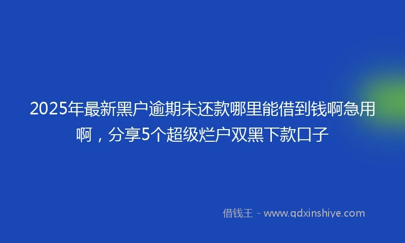 2025年最新黑户逾期未还款哪里能借到钱啊急用啊，分享5个超级烂户双黑下款口子