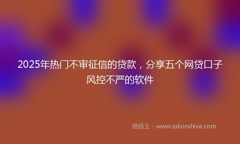 2025年热门不审征信的贷款，分享五个网贷口子风控不严的软件