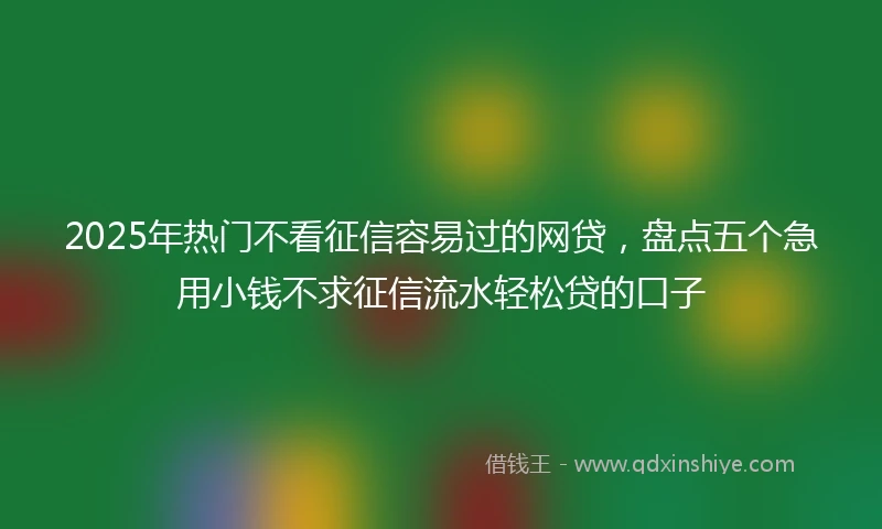 2025年热门不看征信容易过的网贷,盘点五个急用小钱不求征信流水轻松贷的口子