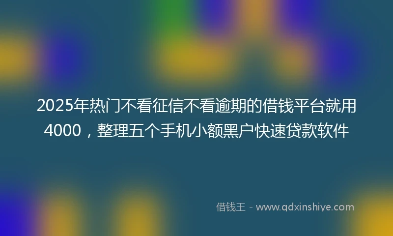 2025年热门不看征信不看逾期的借钱平台就用4000，整理五个手机小额黑户快速贷款软件