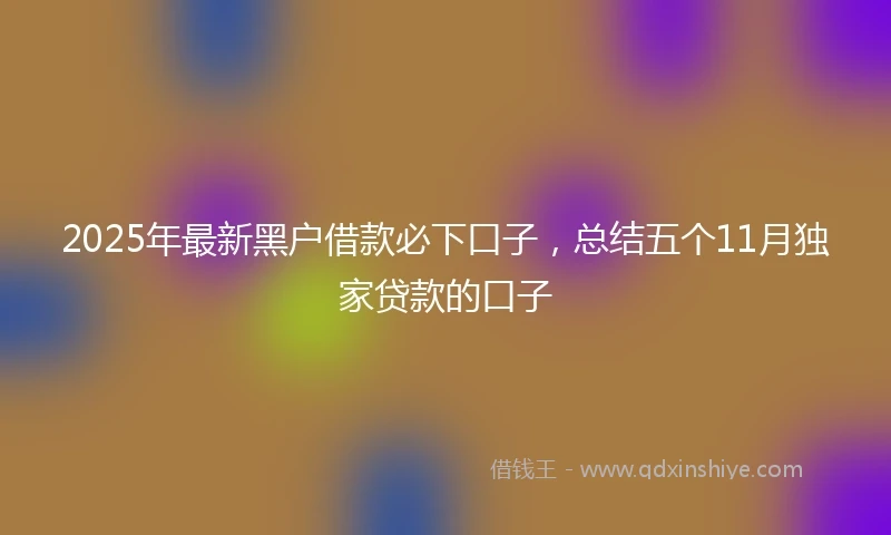 2025年最新黑户借款必下口子,总结五个11月独家贷款的口子