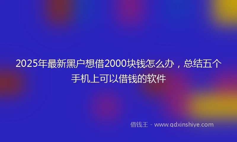 2025年最新黑户想借2000块钱怎么办，总结五个手机上可以借钱的软件