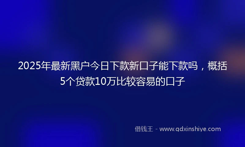 2025年最新黑户今日下款新口子能下款吗,概括5个贷款10万比较容易的口子