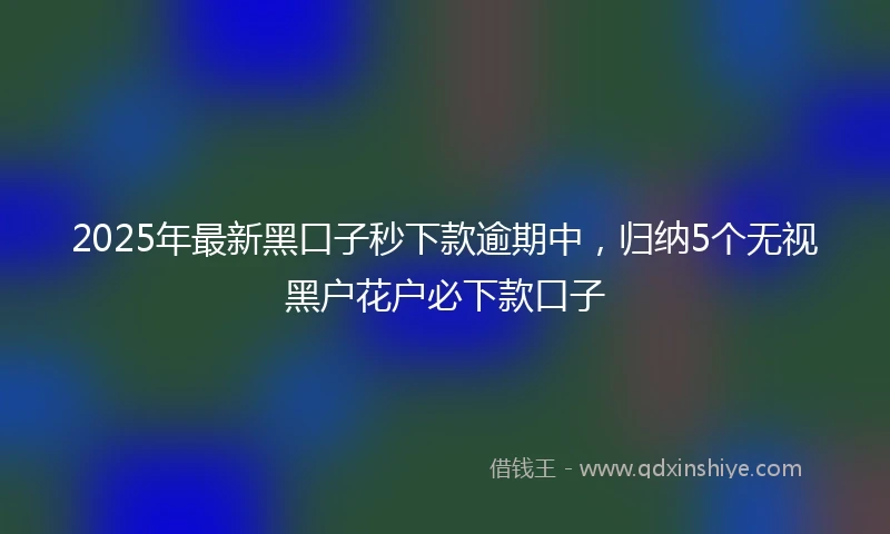 2025年最新黑口子秒下款逾期中，归纳5个无视黑户花户必下款口子