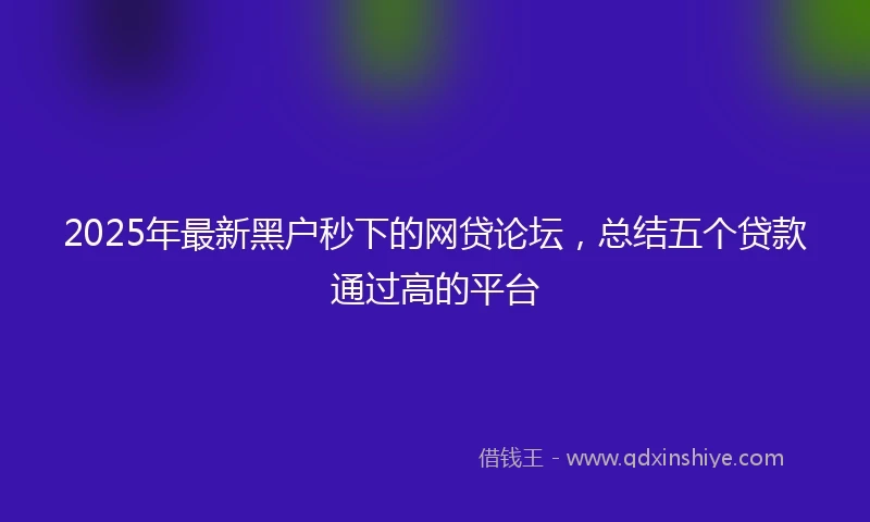 2025年最新黑户秒下的网贷论坛，总结五个贷款通过高的平台