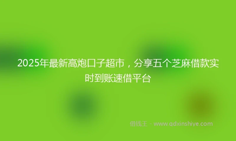 2025年最新高炮口子超市，分享五个芝麻借款实时到账速借平台