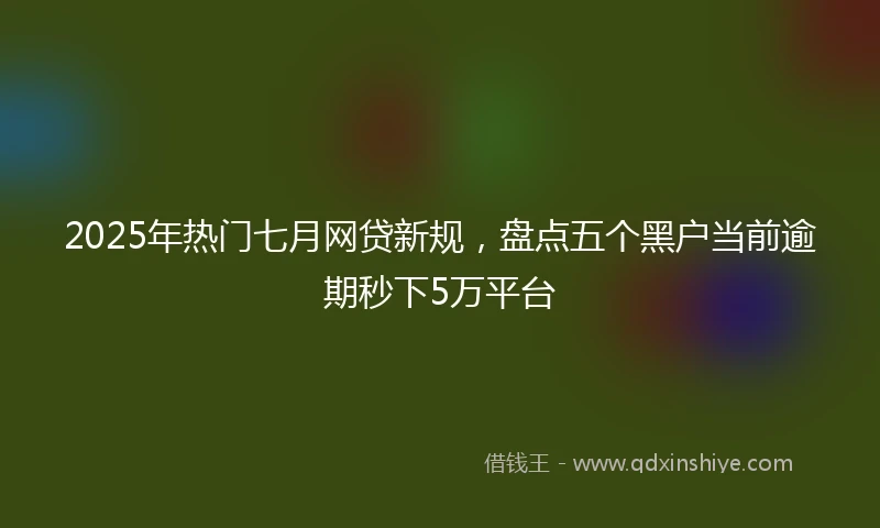 2025年热门七月网贷新规，盘点五个黑户当前逾期秒下5万平台