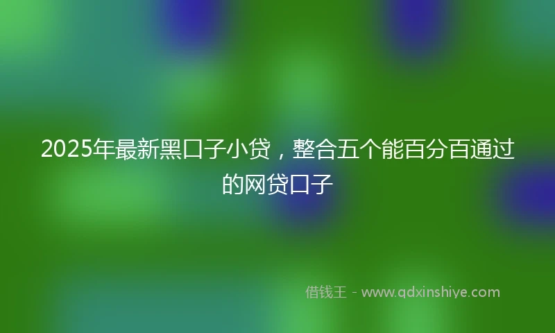 2025年最新黑口子小贷，整合五个能百分百通过的网贷口子