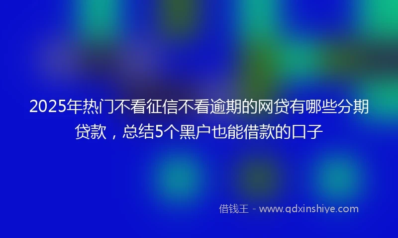2025年热门不看征信不看逾期的网贷有哪些分期贷款，总结5个黑户也能借款的口子