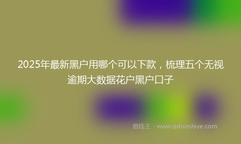 2025年最新黑户用哪个可以下款，梳理五个无视逾期大数据花户黑户口子