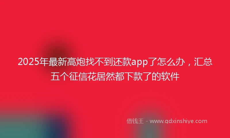 2025年最新高炮找不到还款app了怎么办，汇总五个征信花居然都下款了的软件