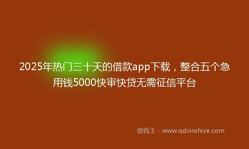 2025年热门三十天的借款app下载，整合五个急用钱5000快审快贷无需征信平台