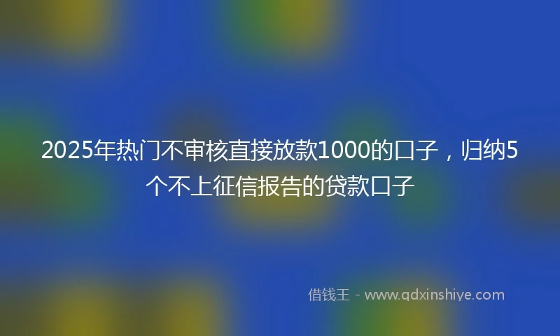 2025年热门不审核直接放款1000的口子，归纳5个不上征信报告的贷款口子