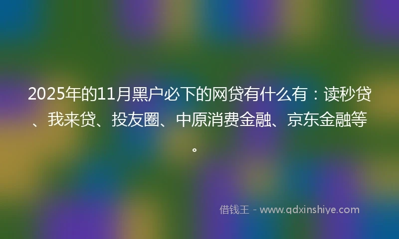 2025年的11月黑户必下的网贷有什么有：读秒贷、我来贷、投友圈、中原消费金融、京东金融等。