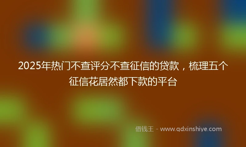 2025年热门不查评分不查征信的贷款,梳理五个征信花居然都下款的平台