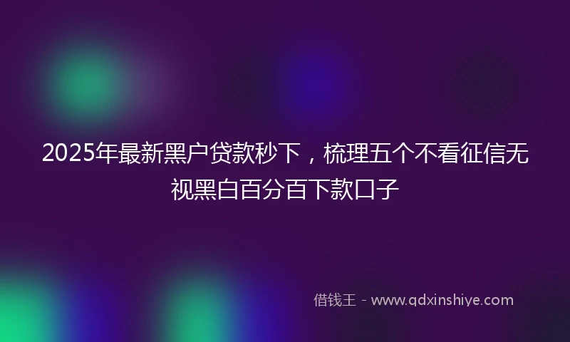 2025年最新黑户贷款秒下，梳理五个不看征信无视黑白百分百下款口子