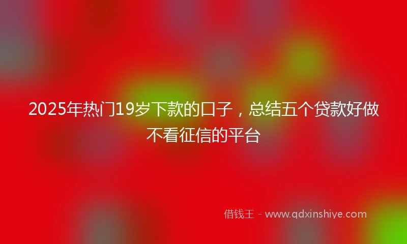 2025年热门19岁下款的口子,总结五个贷款好做不看征信的平台