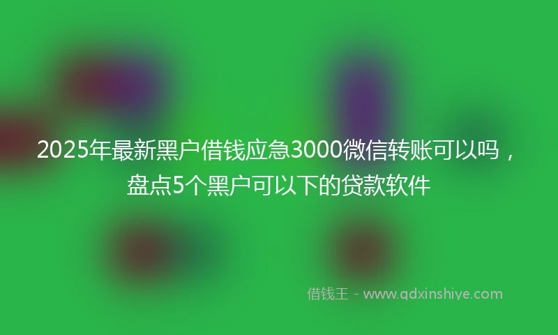 2025年最新黑户借钱应急3000微信转账可以吗，盘点5个黑户可以下的贷款软件