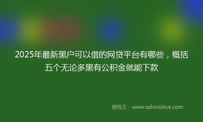 2025年最新黑户可以借的网贷平台有哪些，概括五个无论多黑有公积金就能下款