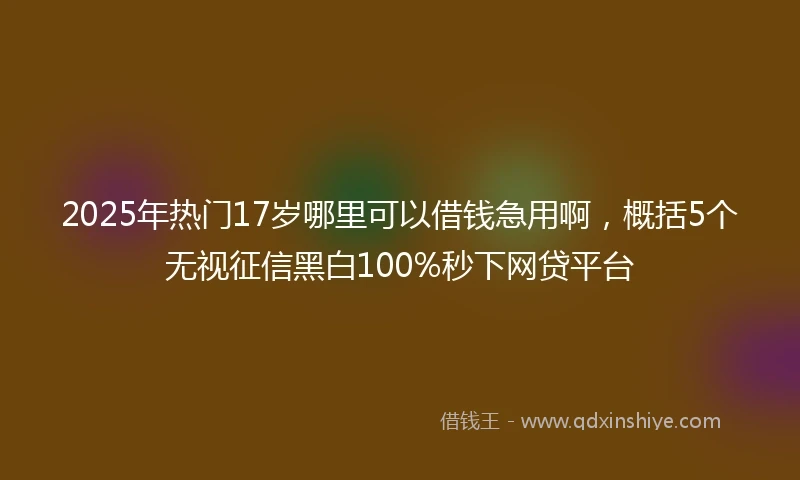 2025年热门17岁哪里可以借钱急用啊，概括5个无视征信黑白100%秒下网贷平台