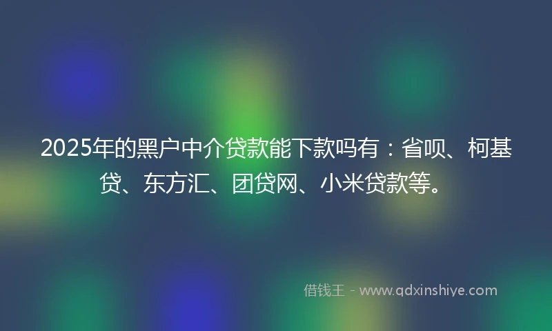 2025年的黑户中介贷款能下款吗有：省呗、柯基贷、东方汇、团贷网、小米贷款等。