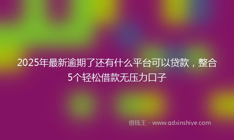 2025年最新逾期了还有什么平台可以贷款，整合5个轻松借款无压力口子