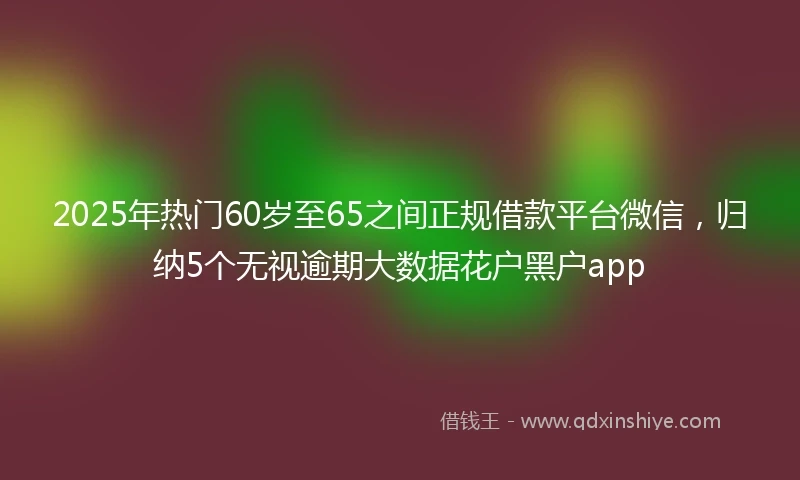 2025年热门60岁至65之间正规借款平台微信，归纳5个无视逾期大数据花户黑户app