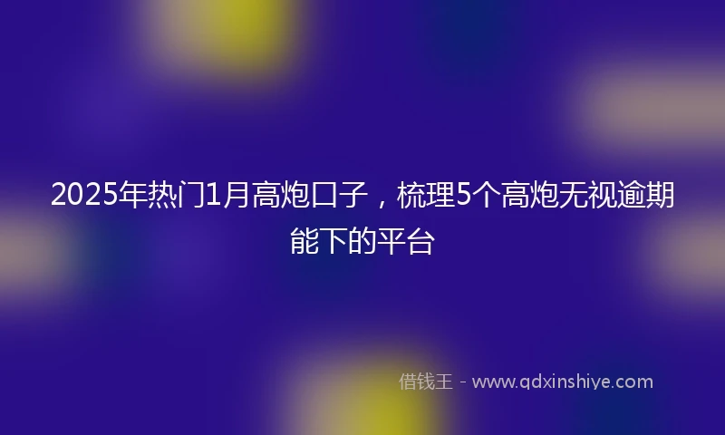 2025年热门1月高炮口子，梳理5个高炮无视逾期能下的平台