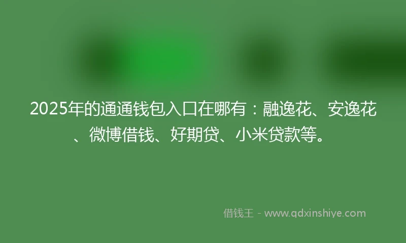 2025年的通通钱包入口在哪有：融逸花、安逸花、微博借钱、好期贷、小米贷款等。