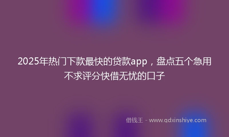 2025年热门下款最快的贷款app，盘点五个急用不求评分快借无忧的口子