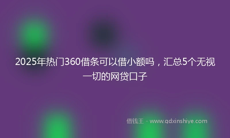 2025年热门360借条可以借小额吗，汇总5个无视一切的网贷口子