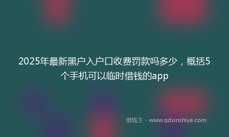 2025年最新黑户入户口收费罚款吗多少，概括5个手机可以临时借钱的app