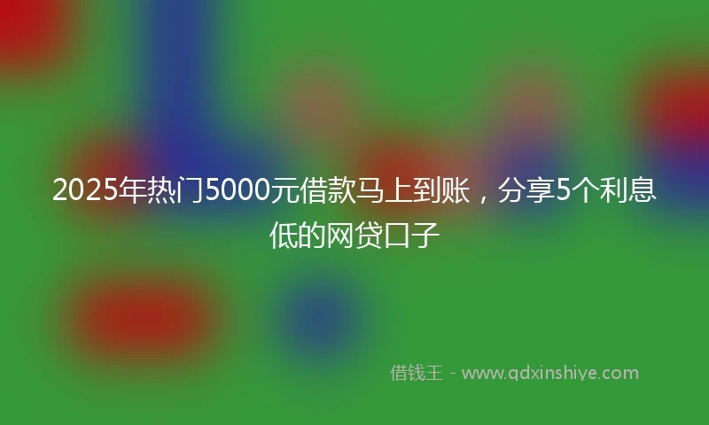 2025年热门5000元借款马上到账，分享5个利息低的网贷口子