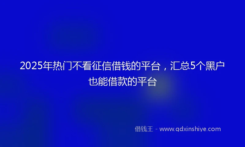2025年热门不看征信借钱的平台,汇总5个黑户也能借款的平台