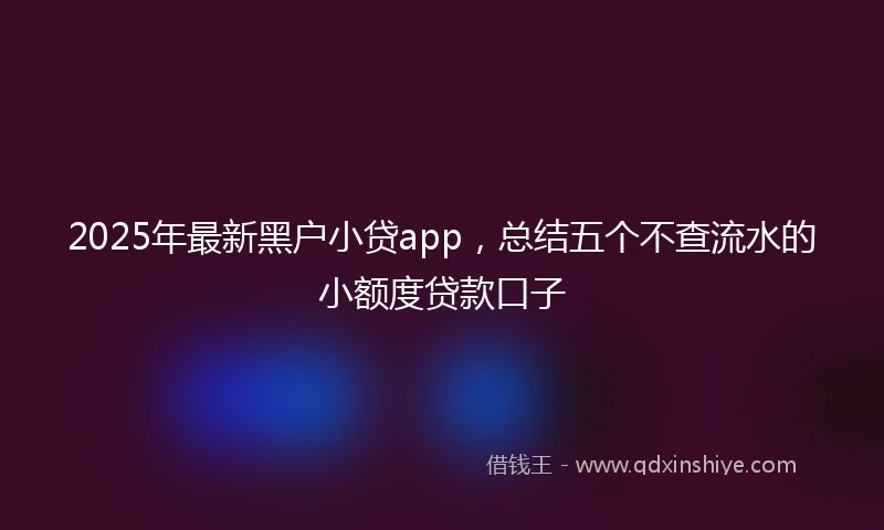 2025年最新黑户小贷app，总结五个不查流水的小额度贷款口子