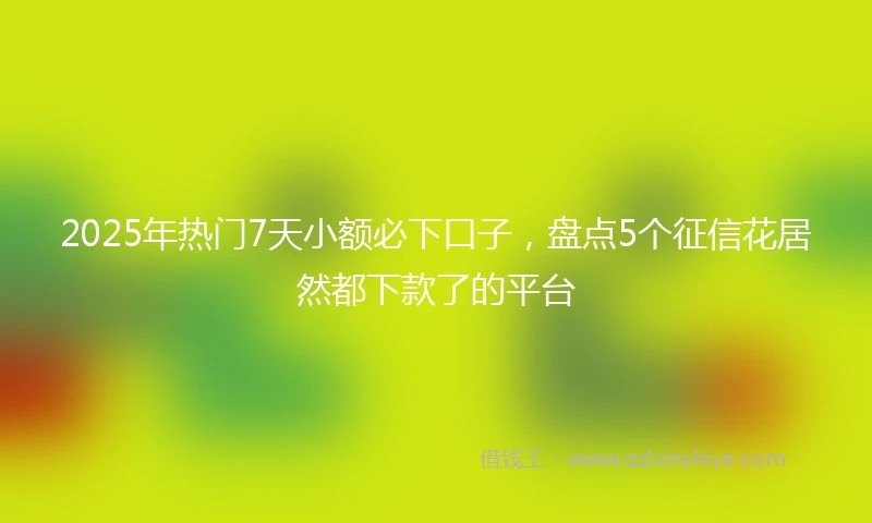 2025年热门7天小额必下口子，盘点5个征信花居然都下款了的平台