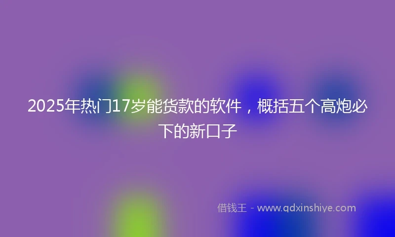 2025年热门17岁能货款的软件，概括五个高炮必下的新口子