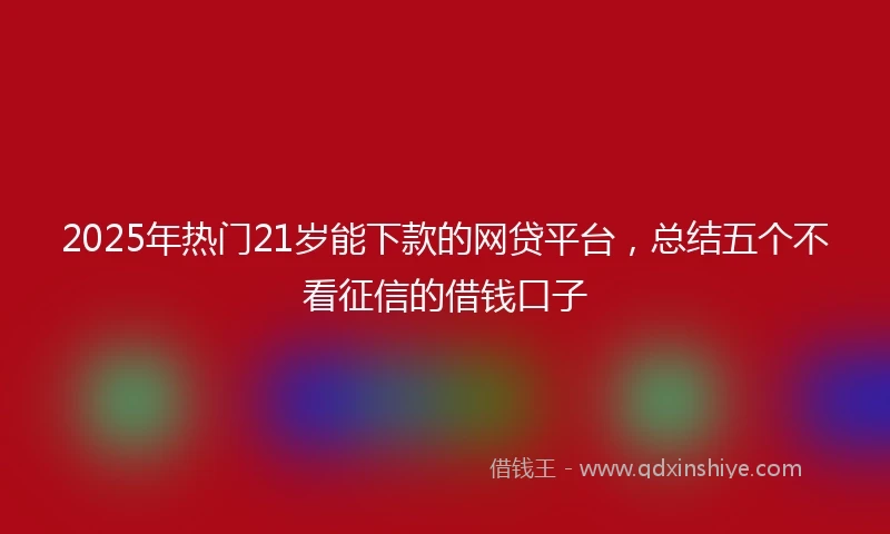2025年热门21岁能下款的网贷平台，总结五个不看征信的借钱口子