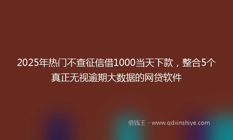 2025年热门不查征信借1000当天下款,整合5个真正无视逾期大数据的网贷软件
