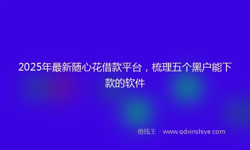 2025年最新随心花借款平台，梳理五个黑户能下款的软件